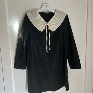 Sister Jane Black , Long Sleeve Mini Dress  with Pleated Peter Pan Collar